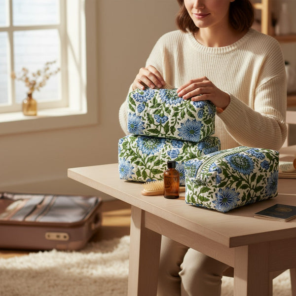 Quilted 3Pc Toiletry Bag