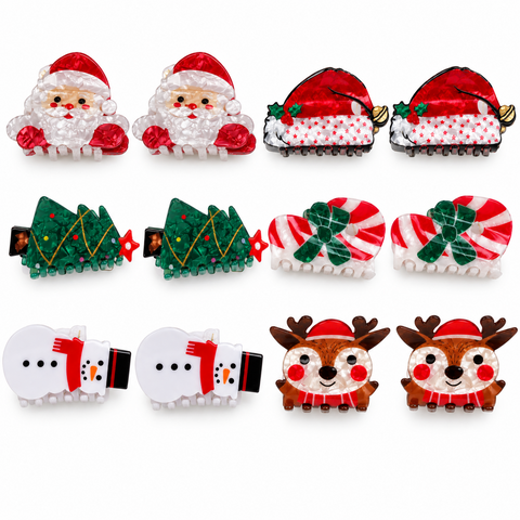 Christmas Hair Claw Clip Assortment – 12 Pack