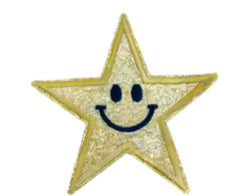 Star Happy Face Iron on Patches