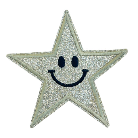 Star Happy Face Iron on Patches