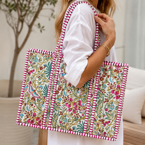 Multicolor Floral Quilted Bag Print