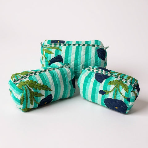 Teal Stripe 3Pcs Toiletry Bag