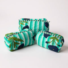 Teal Stripe 3Pcs Toiletry Bag