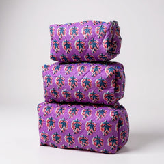 Purple Mini Floral 3Pcs Toiletry Bag