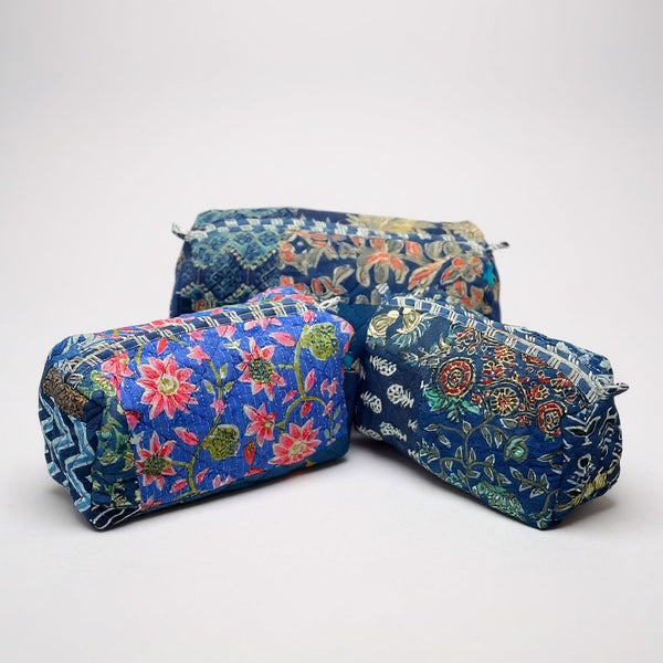 Navy Floral 3Pcs Toiletry Bag