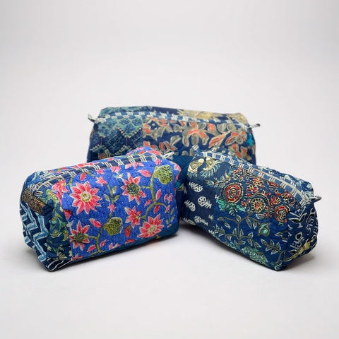 Navy Floral 3Pcs Toiletry Bag