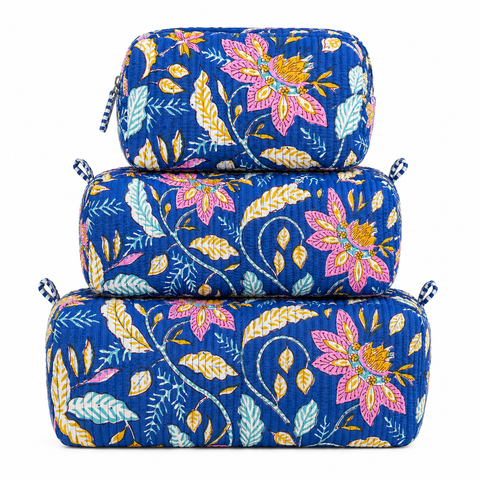 Blue Floral Quilted Bag Print
