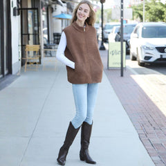 Solid Color Vest with Zipper and Pockets