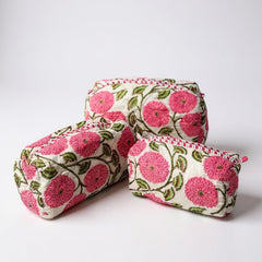 Pink Floral 3Pcs Toiletry Bag