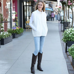 Solid Color Vest with Zipper and Pockets