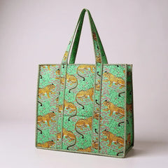 Quilted XL Tiger Print Tote Bags