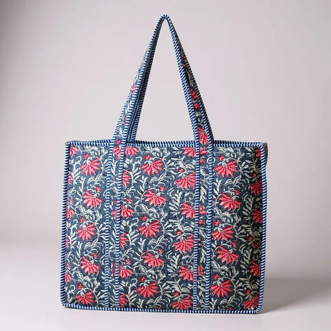 Quilted XL Floral Print Tote Bags