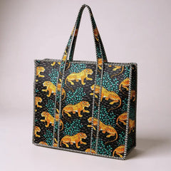 Quilted XL Tiger Print Tote Bags