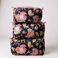 Black Paisley 3Pcs Toiletry Bag