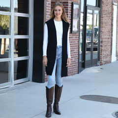 Solid Color Luxury Soft Open Vest W/ Pockets