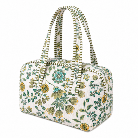 Olive Floral Quilted Bag Print