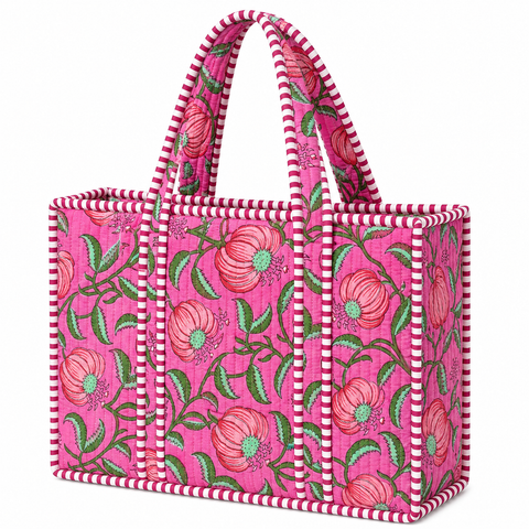 Pink Blossom Quilted Bag Print
