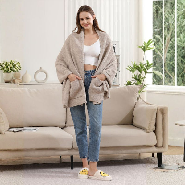 Solid Color Shawl W/ Pockets