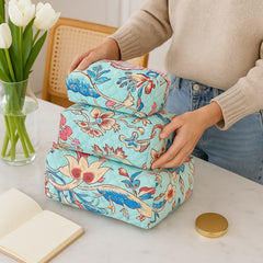 Mint Floral 3Pcs Toiletry Bag