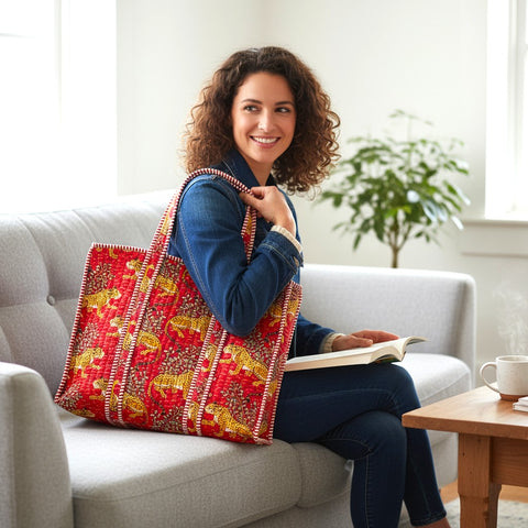 Tiger Print Large tote Bags