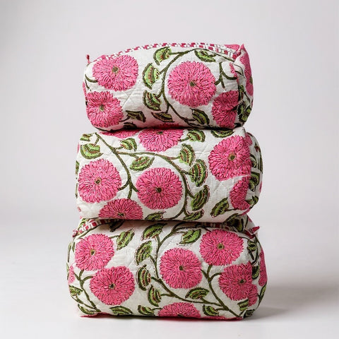 Pink Floral 3Pcs Toiletry Bag
