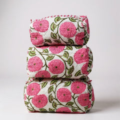 Pink Floral 3Pcs Toiletry Bag
