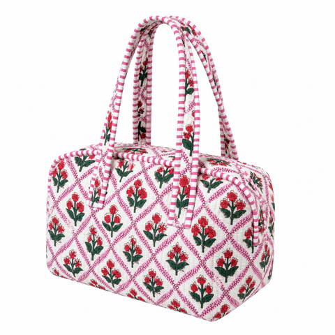 Diamond Floral Quilted Bag Print