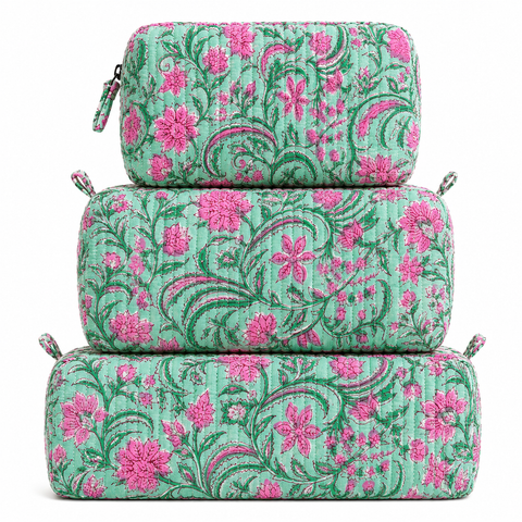 Mint Floral Quilted Bag Print