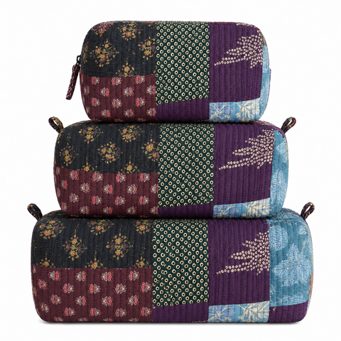 Black Patchwork Quilted Bag Print