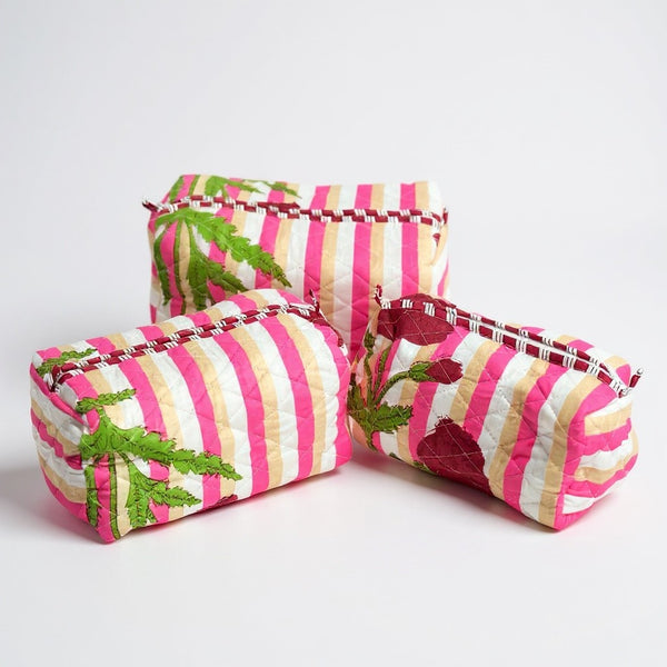 Pink Stripe 3Pcs Toiletry Bag