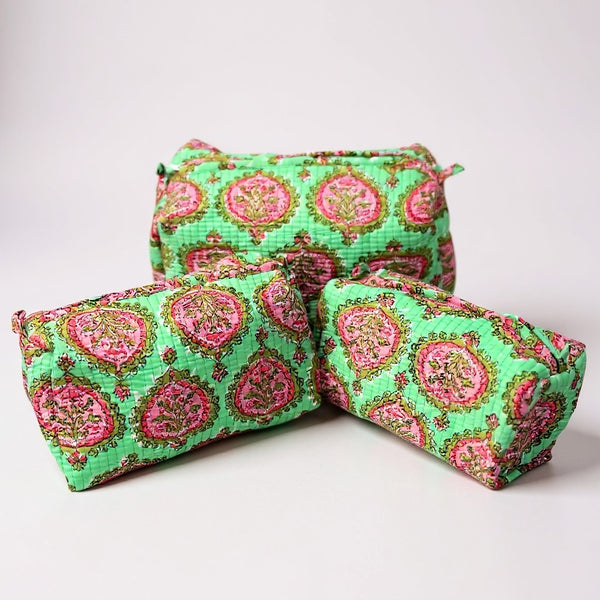 Green Paisley 3Pcs Toiletry Bag