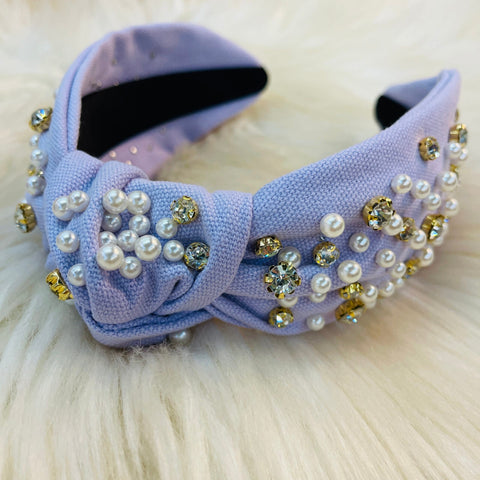 Knotted Pearl Stone Headbands - Lavender