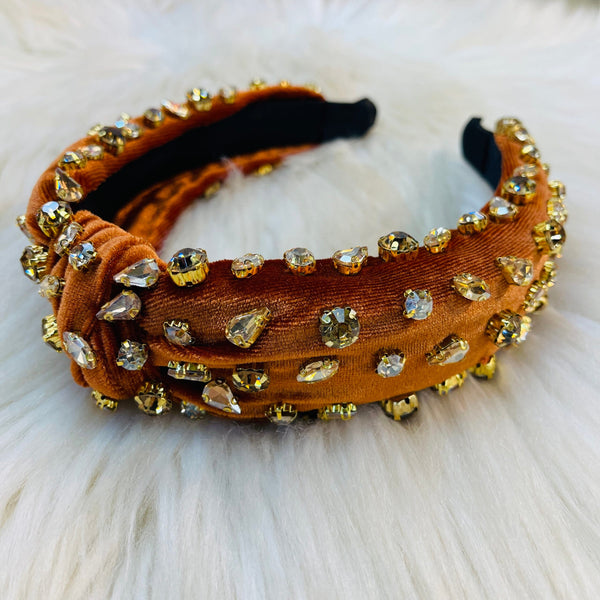 Rhinestone Headbands - Brown