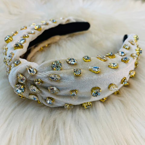 Rhinestone Headbands - Cream