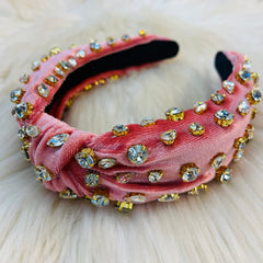 Rhinestone Headbands - Hot Pink