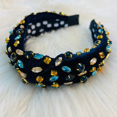 Rhinestone Headbands - Navy Multi