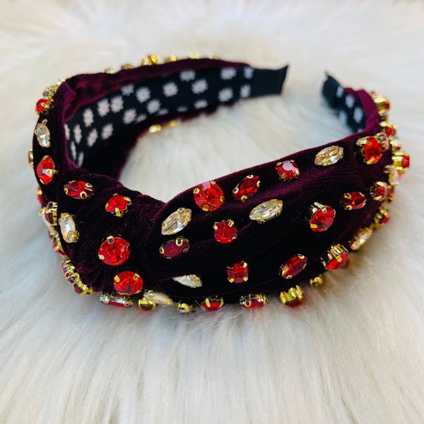 Rhinestone Headbands - Red Multi