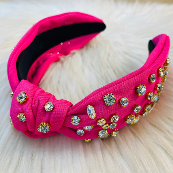 Rhinestone Headbands - HotPink