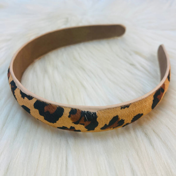 Genuine  Leather Headbands - Brown Leopard