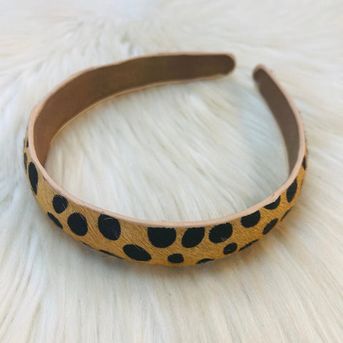 Genuine  Leather Headbands - Brown Dalmatian