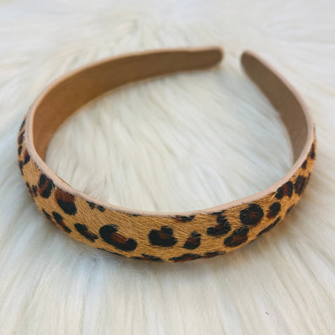 Genuine  Leather Headbands - Brown Cheetah