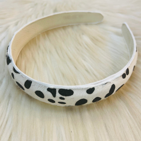 Genuine  Leather Headbands - White Dalmatian