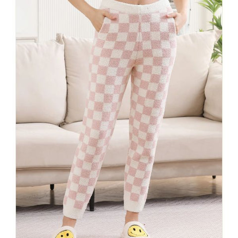 Small Checkered Pattern Soft Pants