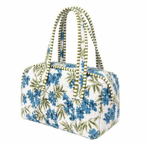 Blue and Green Floral Quilted Bag Print