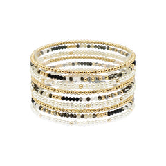 Gold Beaded and Multi Crystal Stretch Bracelets