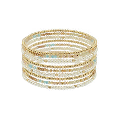 Gold Beaded and Multi Crystal Stretch Bracelets