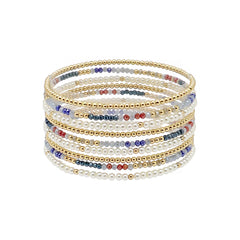 Gold Beaded and Multi Crystal Stretch Bracelets