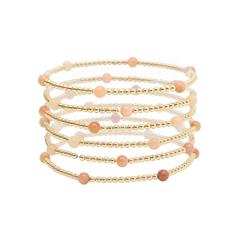 Gold Beaded and Color Stretch Bracelets