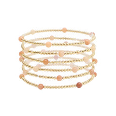 Gold Beaded and Color Stretch Bracelets