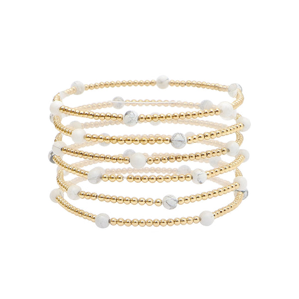 Gold Beaded and Color Stretch Bracelets